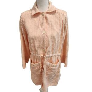 Vintage 70s Tuftees Terrycloth Chenille Pink Robe M USA Made Swim Cover Up
